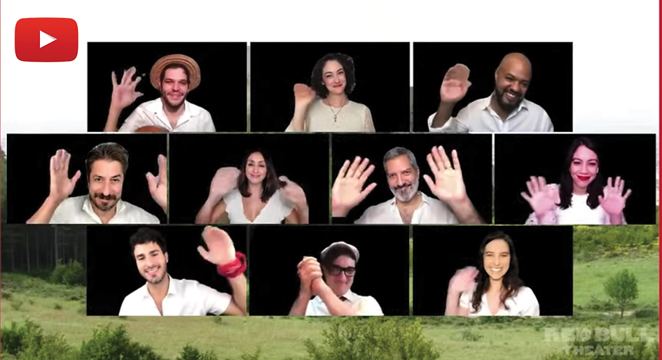 Actors waving to the camera