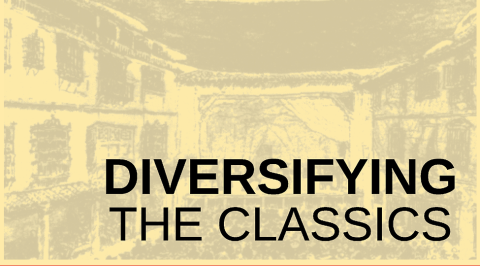 Logo with a theater background and the words "Diversifying the Classics"