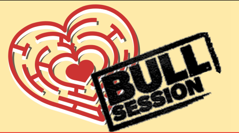 An image of a heart-shaped maze and the words "Bull Session"