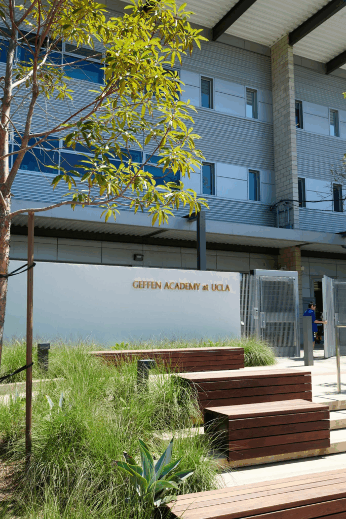 facade of the Geffen Academy at UCLA