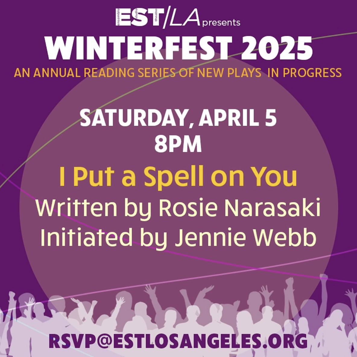 white text on purple poster